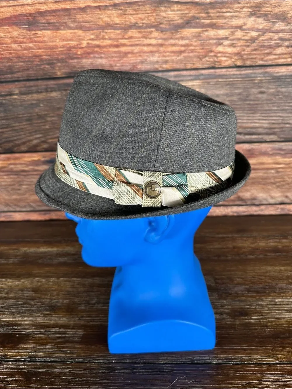 Goorin Bros Grey Fedora with Green pinstripes and silk band!